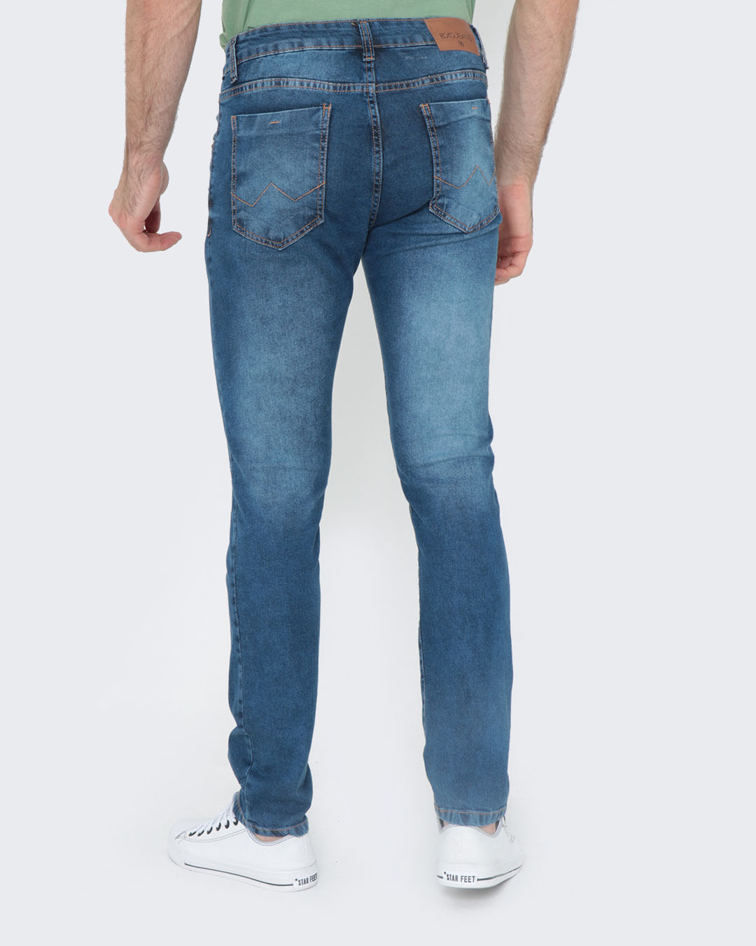 Calca-Jeans-Masculina-Reta-Com-Poidos-Estonada-Azul-Escuro