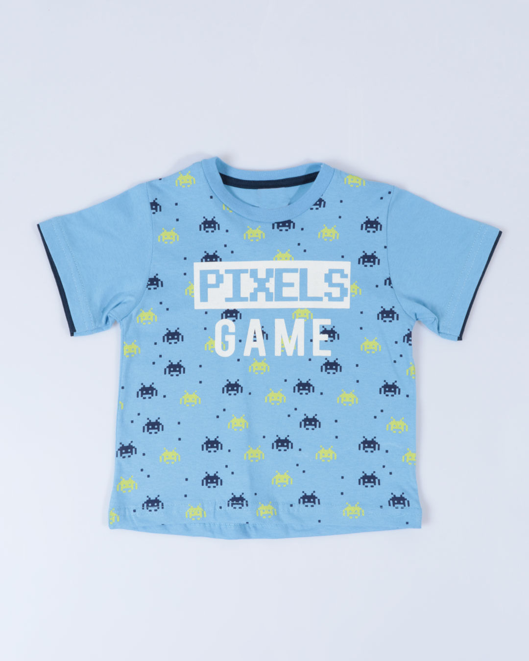 Camiseta-Bebe-Estampa-Pixels-Games-Azul-Claro-