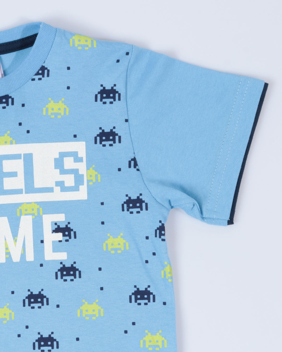 Camiseta-Bebe-Estampa-Pixels-Games-Azul-Claro-