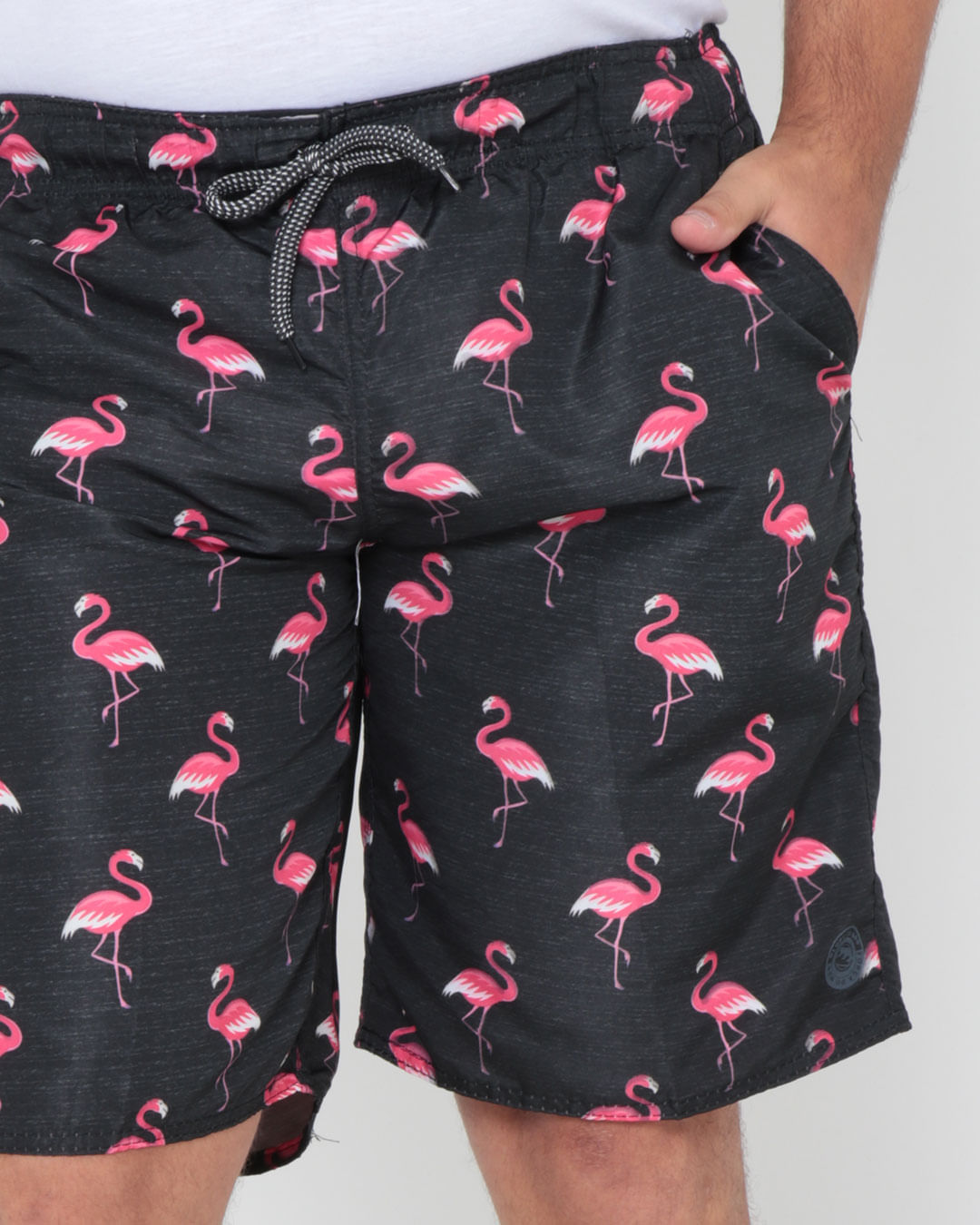 Bermuda-Plus-Size-Estampa-Flamingo-Preto