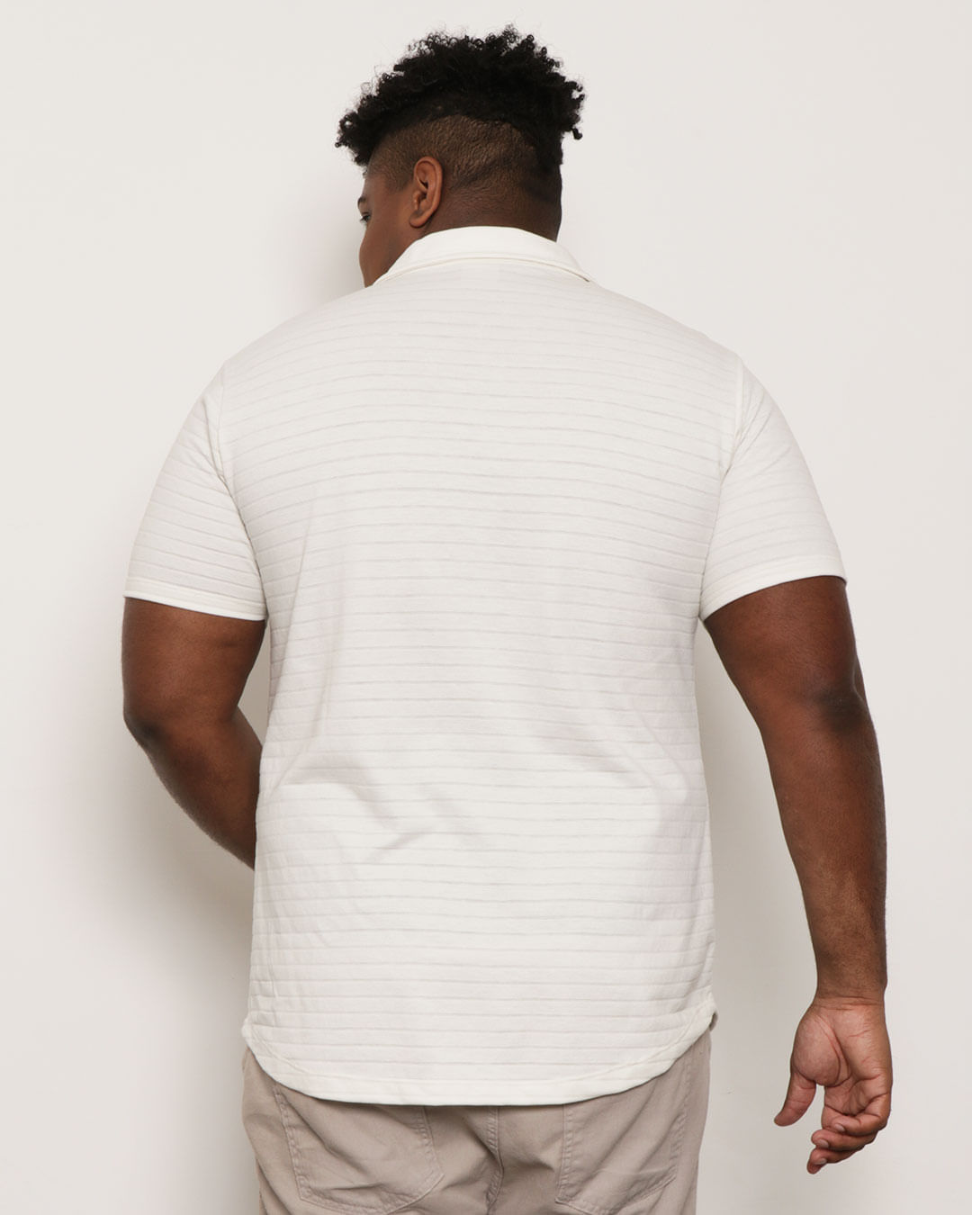 Camisa-Plus-Size-Masculina-Listrada-Texturizada-Off-White