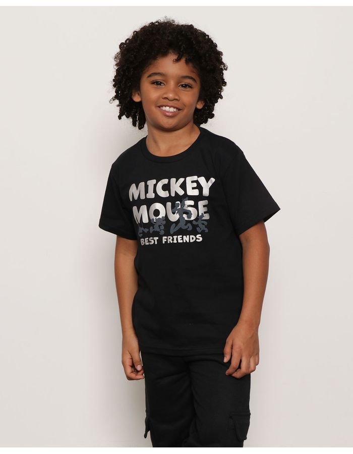 Camiseta-Infantil-Disney-Mickey-e-Amigos-Holografico-Preto-