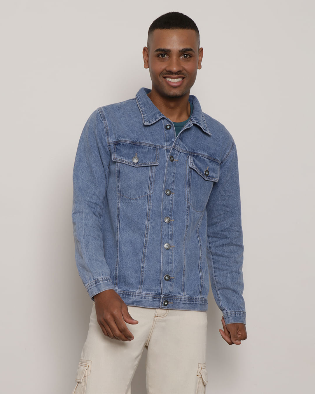 Jaqueta-Jeans-Masculina-Com-Bolso-Estonado-Azul