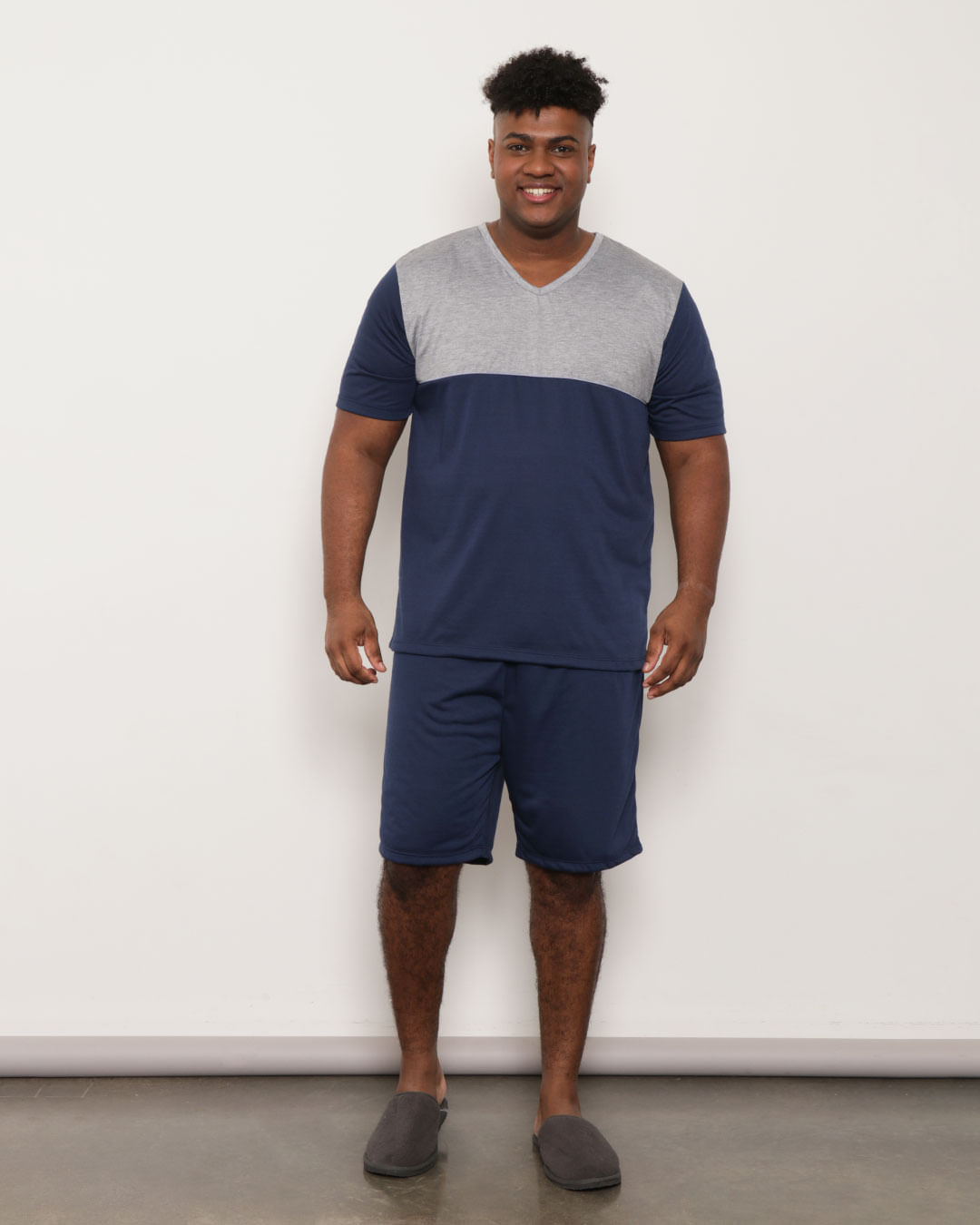 Pijama-Plus-Size-Masculino-Curto-Recorte-Azul