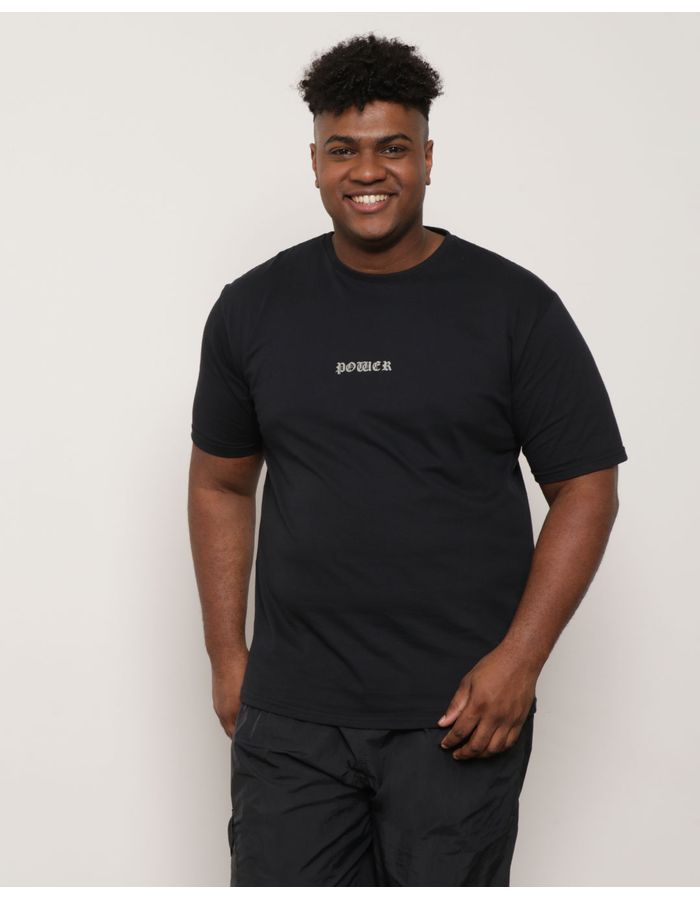 Camiseta-Plus-Size-Masculina-Estampa-Power-Manga-Curta-Preta