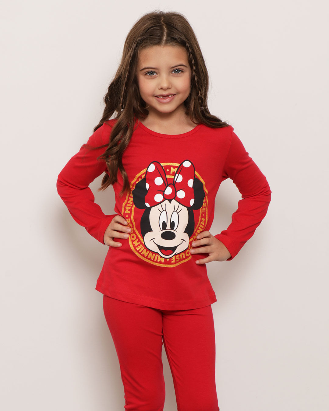 Blusa Infantil Menina Minnie Anime Fofo Manga Longa Disney