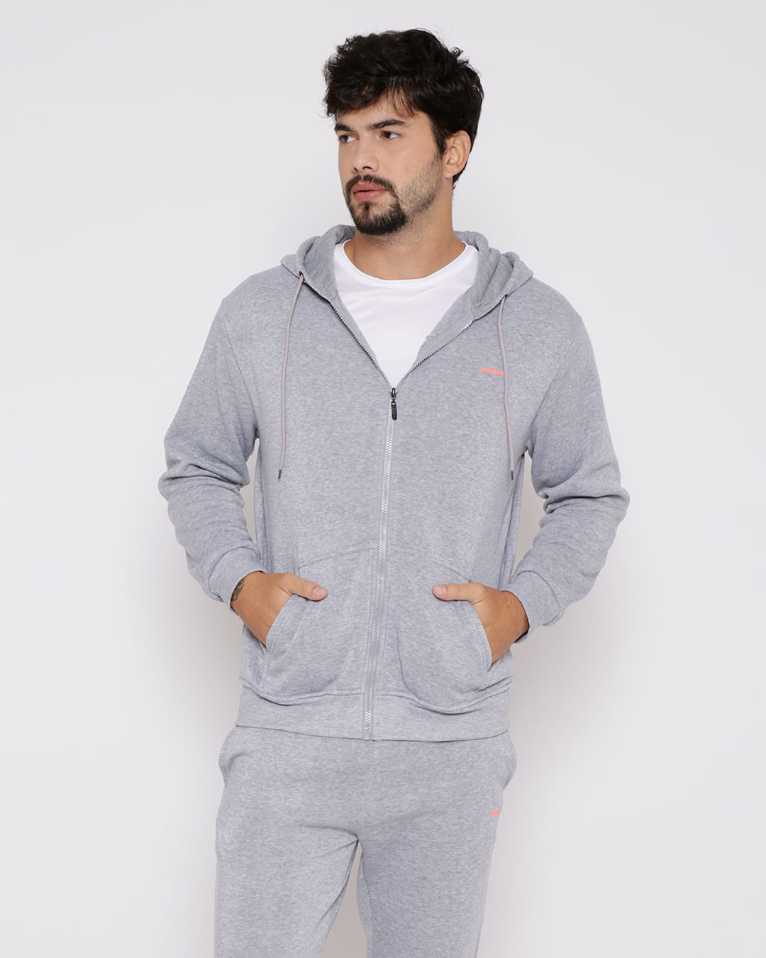 Casaco Masculino Moletom Esportivo Fitter Cinza Claro