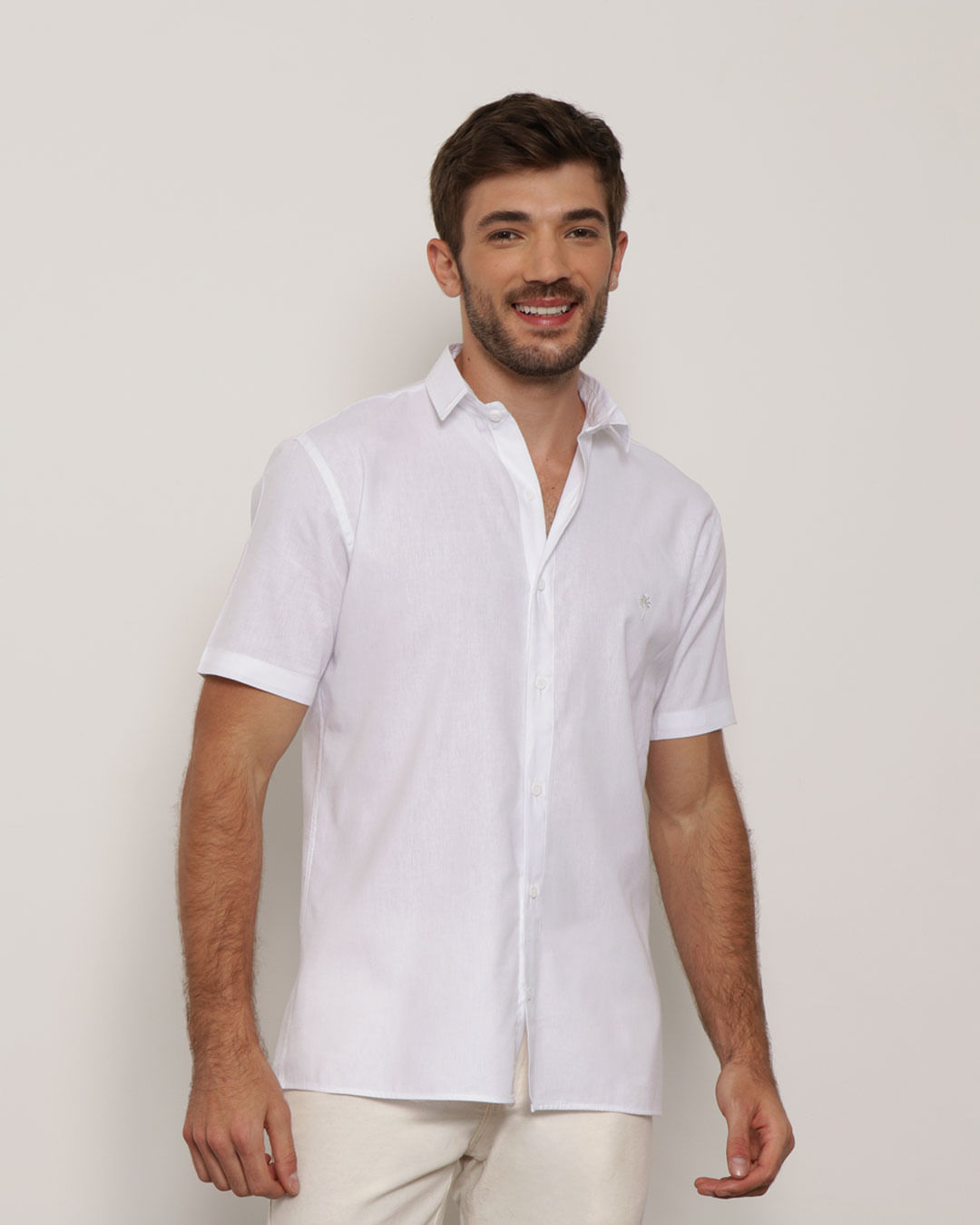 Camisa Branca Masculina Algodão Flamê