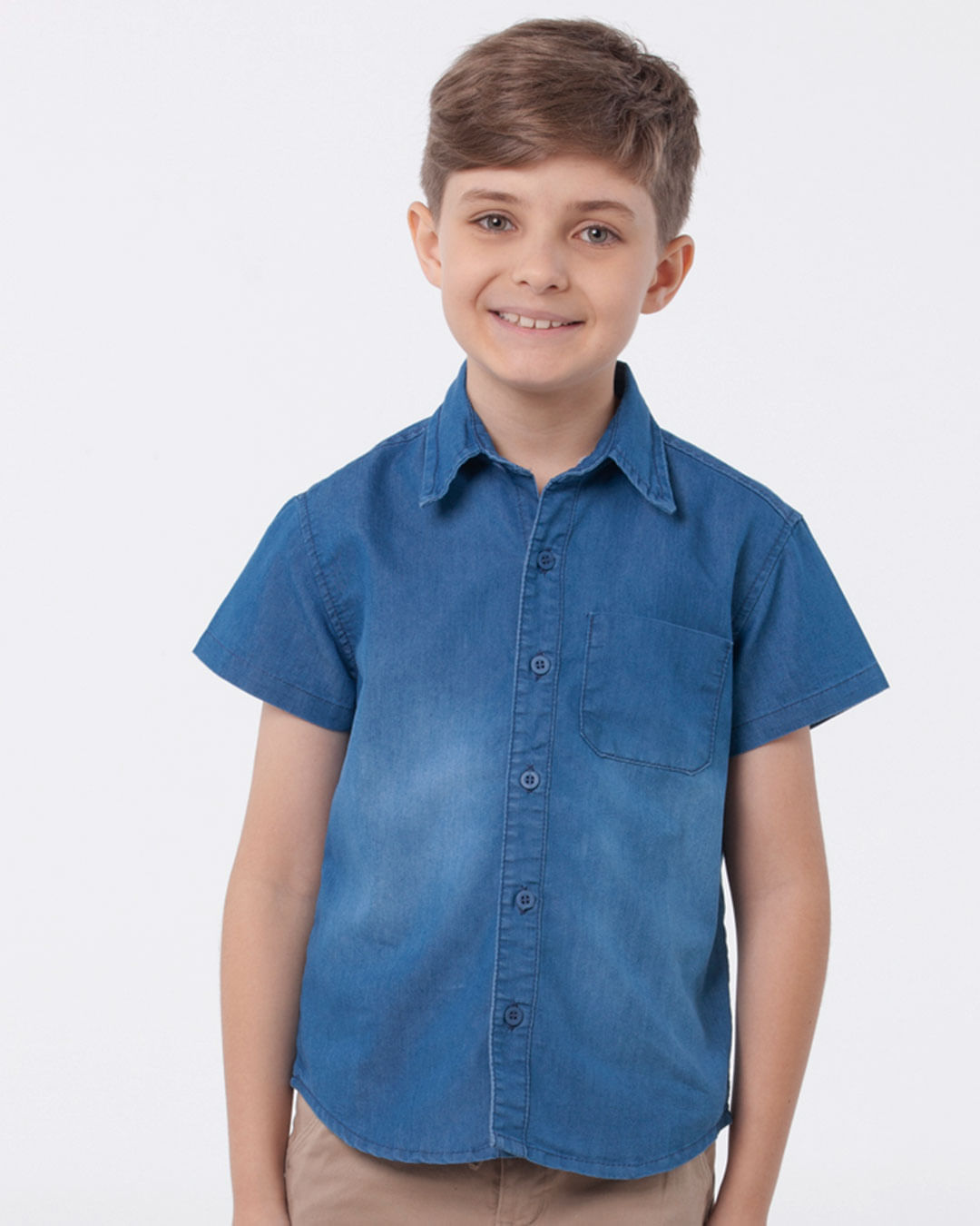 Camisa-Jeans-Infantil-Manga-Curta-Azul
