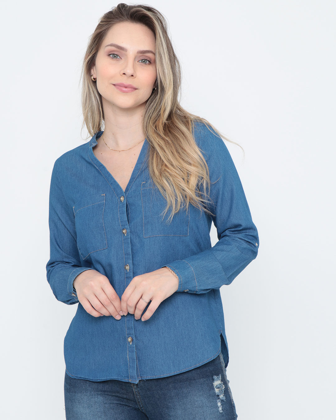 Camisa-Jeans-Feminina-Basica-Azul-Claro