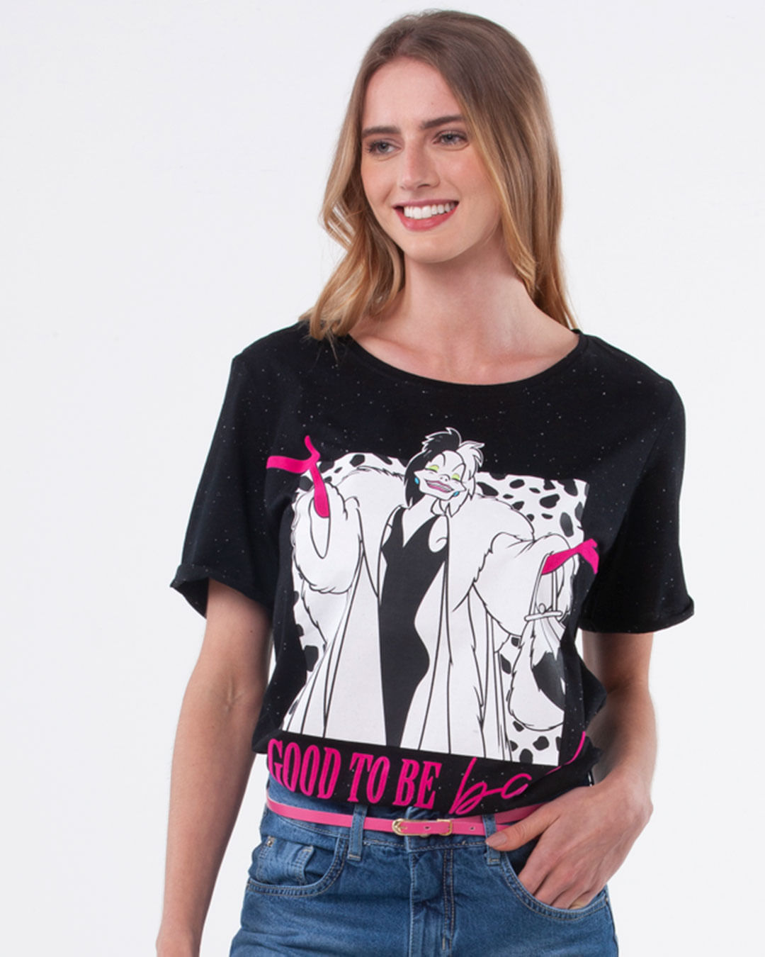 Camiseta-Feminina-Disney-Cruella-De-Vil-Preto