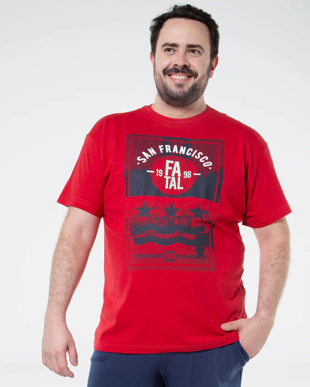 Camiseta-Masculina-Plus-Size-Estampada-San-Francisco-Fatal-Vermelha