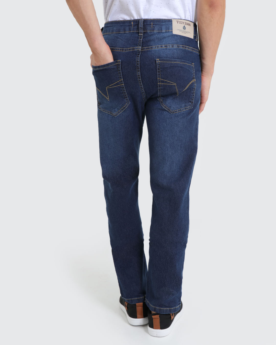 Calca-Jeans-Masculina-Reta-Elastano-Azul-Escuro