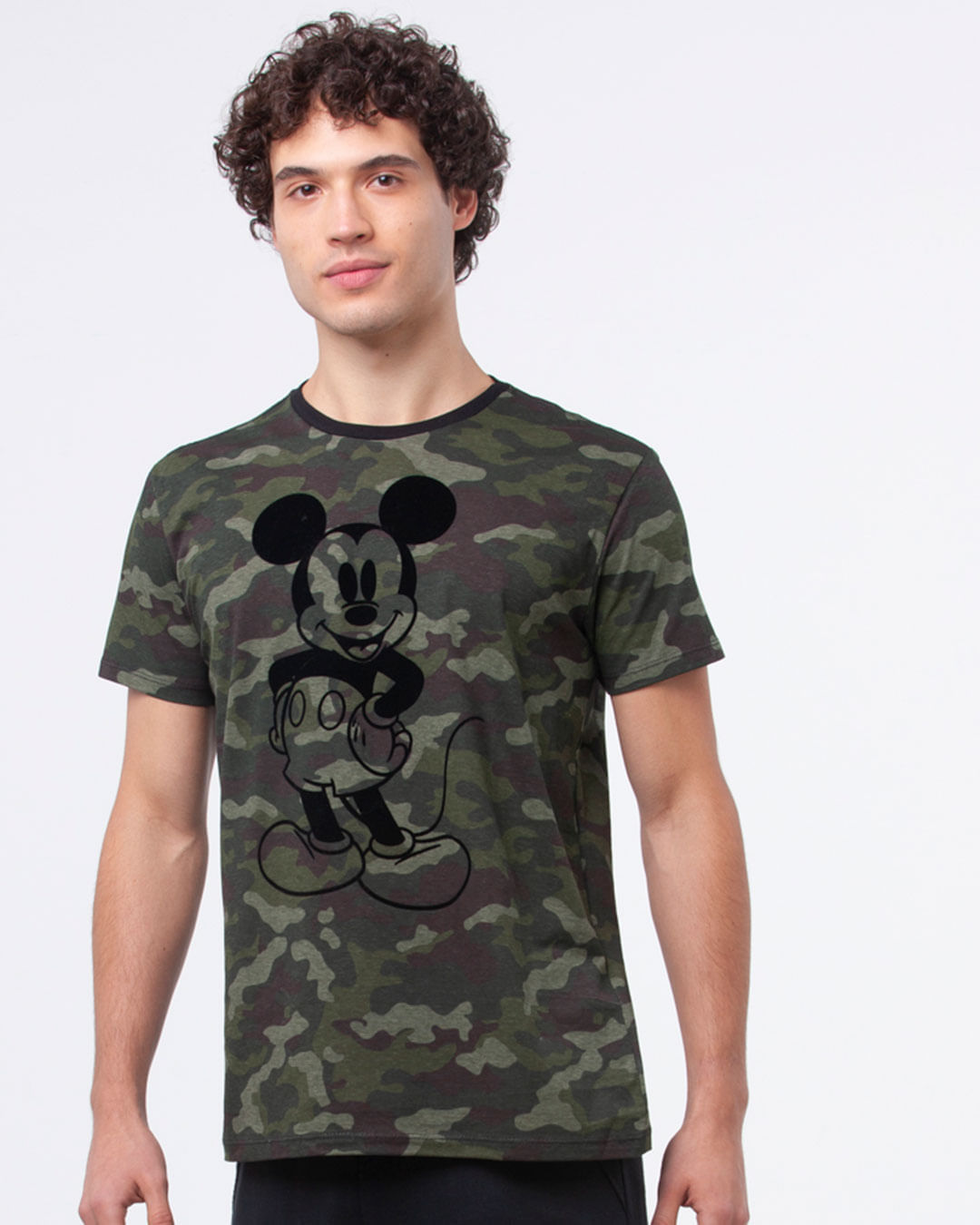 Camiseta-Masculina-Mickey-Mouse-Dinsney-Estampa-Camuflada-Verde