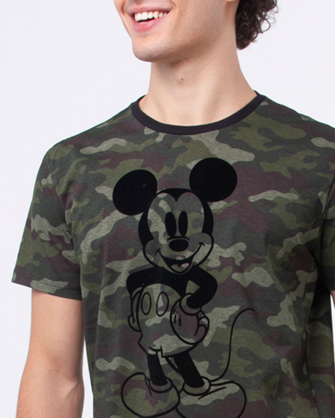 Camiseta-Masculina-Mickey-Mouse-Dinsney-Estampa-Camuflada-Verde
