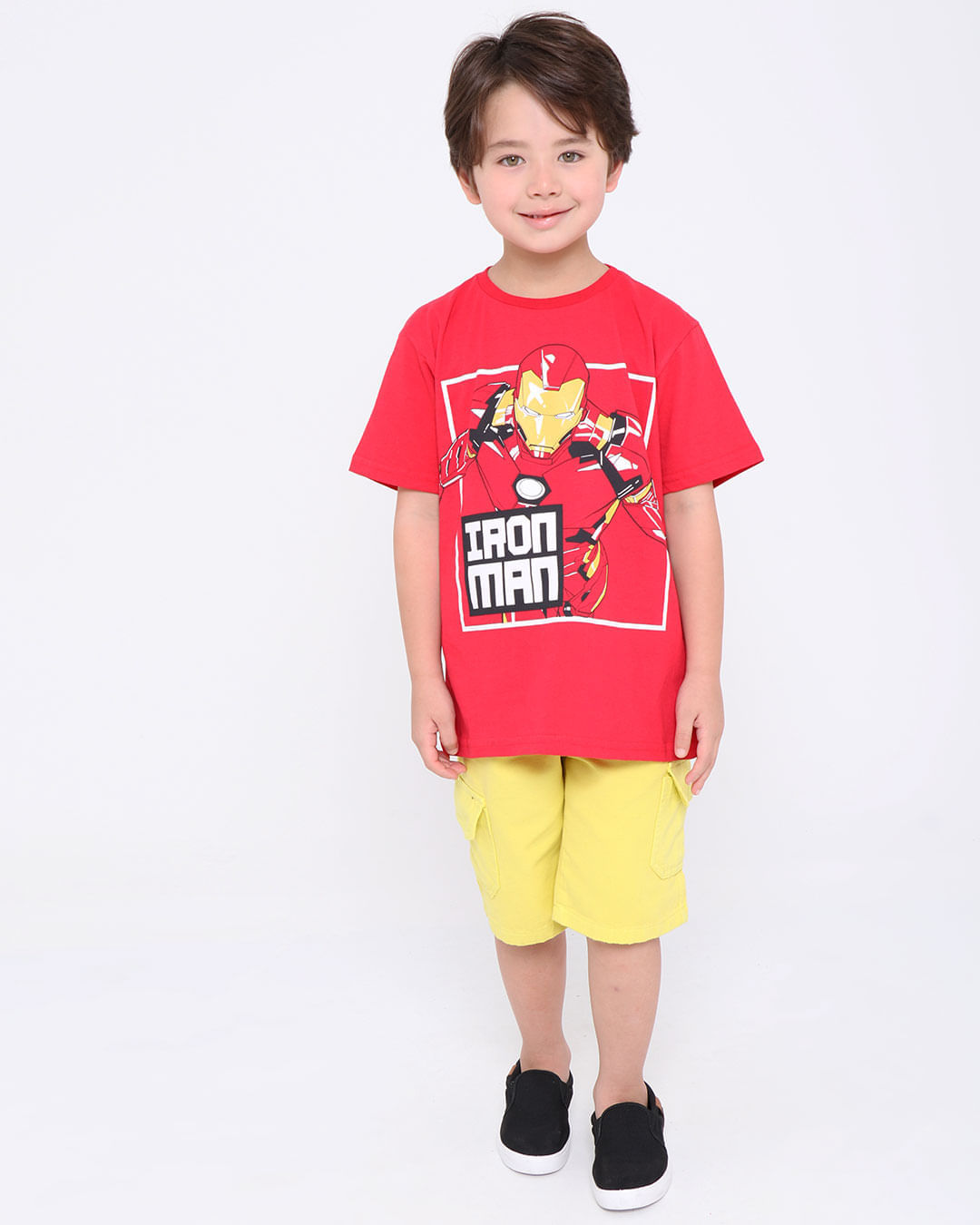 Camiseta-infantil-manga-curta-estampa-Homem-de-Ferro-Marvel-vermelha