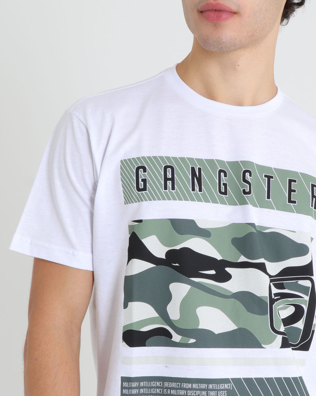 Camiseta-Masculina-Estampa-Camuflada-Gangster-Branca