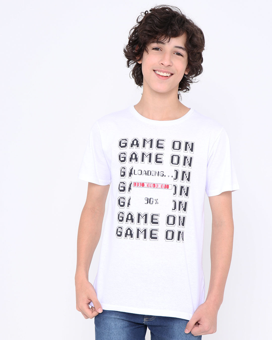Camiseta-Juvenil-Manga-Curta-Estampa-Game-On-Branca