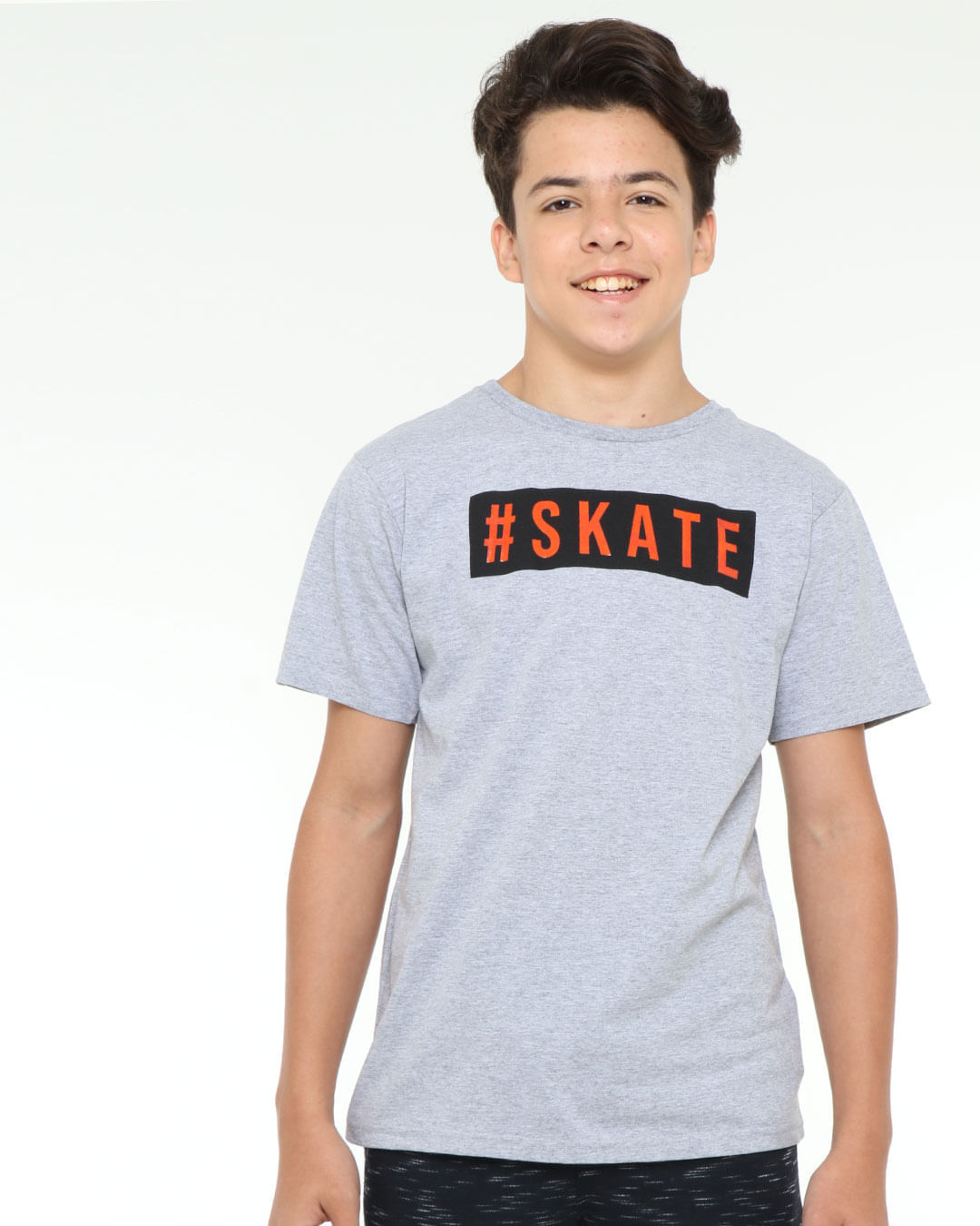 Camiseta-Juvenil-Skate-Cinza