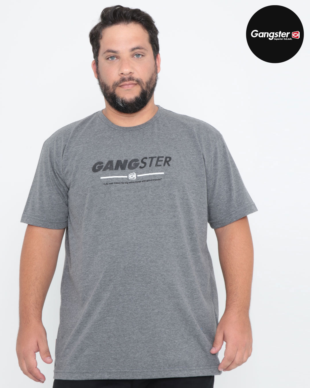 Camiseta-Plus-Size-Gangster-Mescla-Cinza-Escuro
