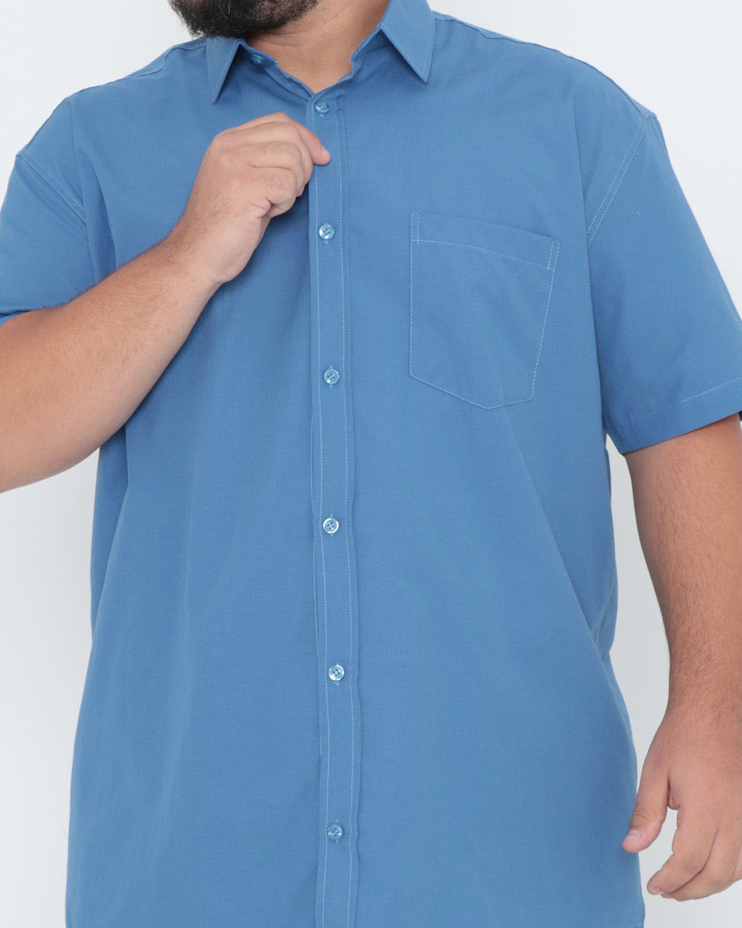 Camisa-Masculina-Plus-Size-Lisa-Azul