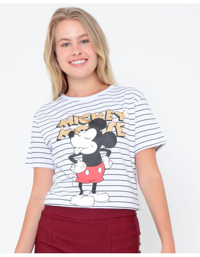 Camiseta-Over-Size-Listrada-Mickey-Disney-Branca