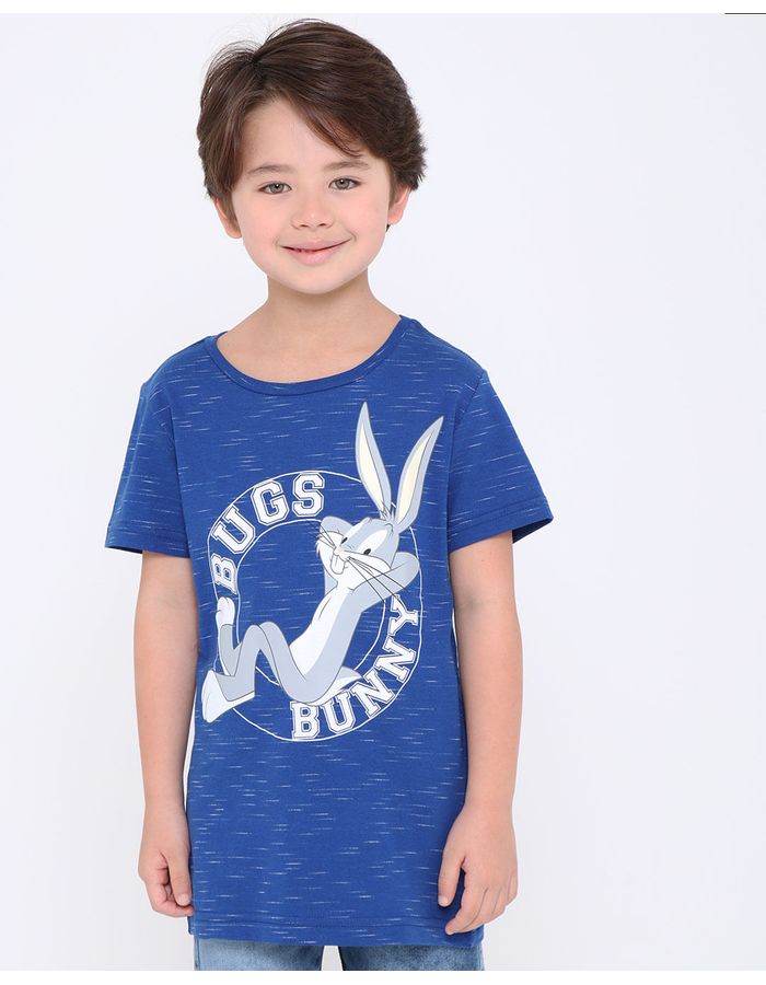 Camiseta-Infantil-Manga-Curta-Pernalonga-Looney-Tunes-Azul