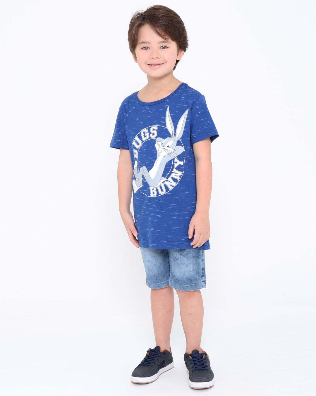 Camiseta-Infantil-Manga-Curta-Pernalonga-Looney-Tunes-Azul