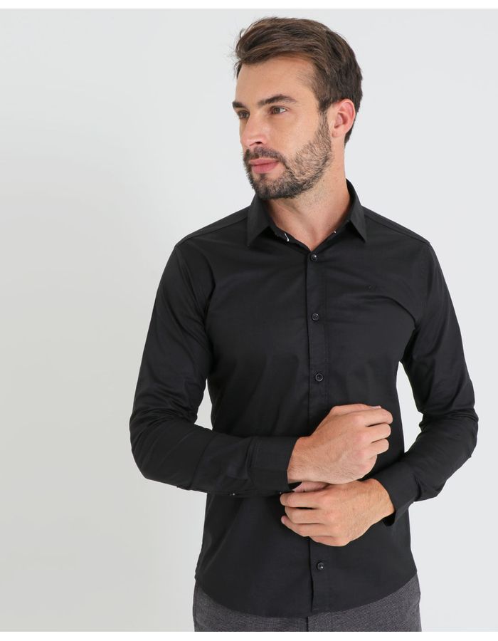 Camisa-Masculina-Manga-Longa-Preta