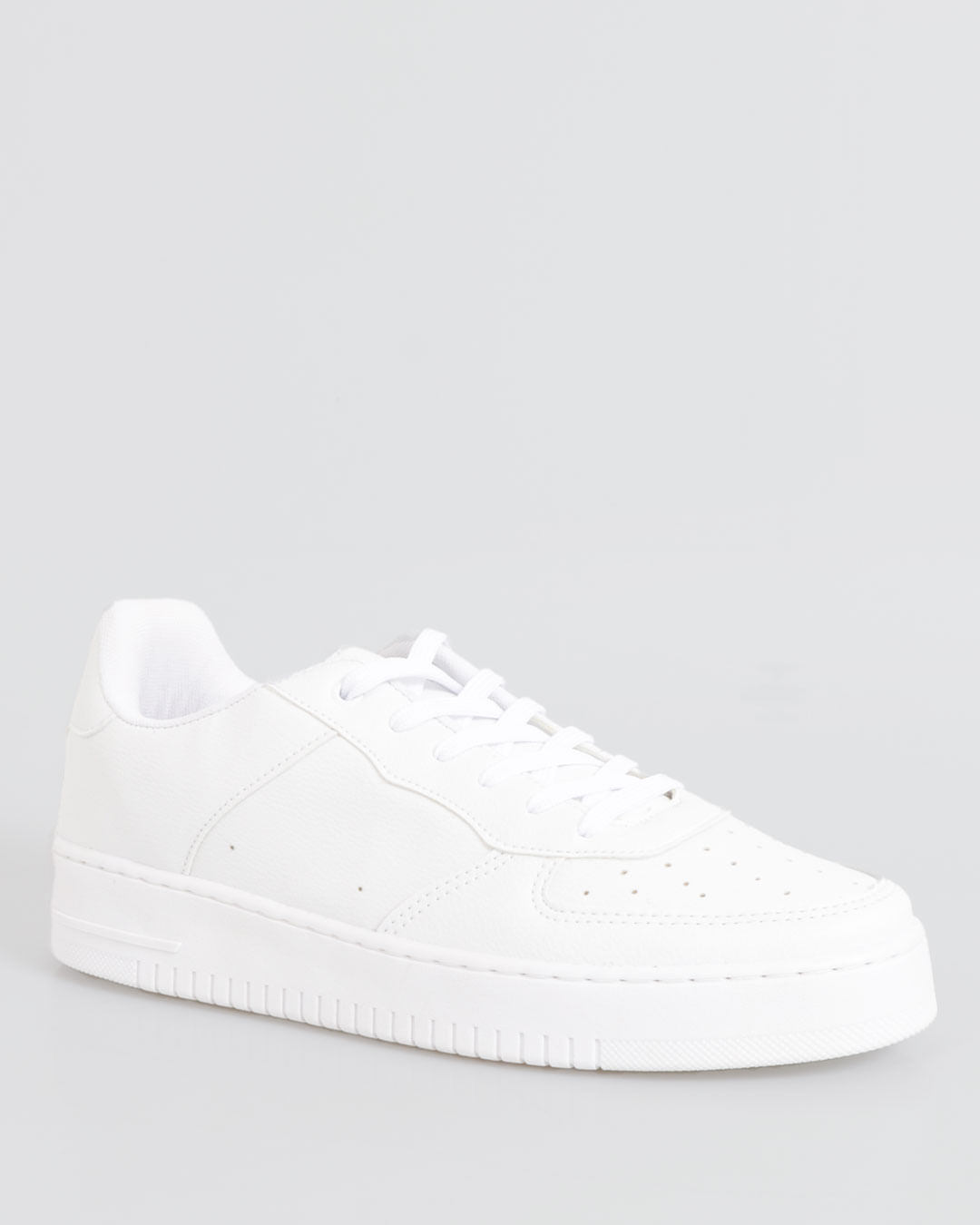 Tênis Masculino Flatform Com Recorte Cadarço Casual Branco