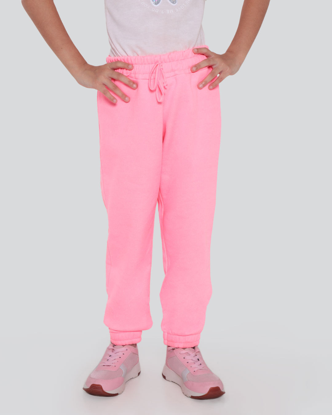Calça Moletom Infantil Jogger Neon Rosa