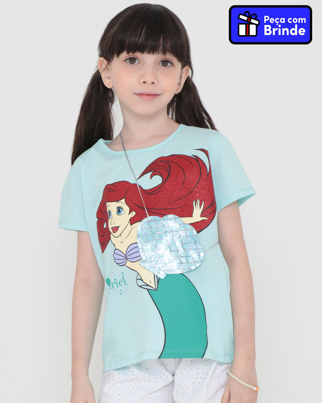 Blusa Infantil Feminina Sereia Com Tiara - Fantasia - 100% Poliéster - Rosa