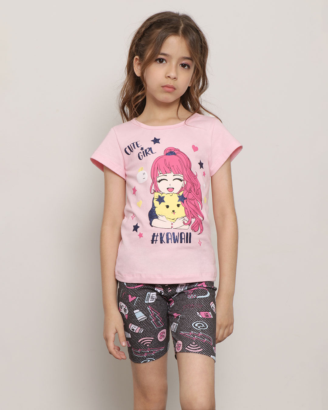 Camiseta-Infantil-Manga-Curta-Com-Estampa-Rosa