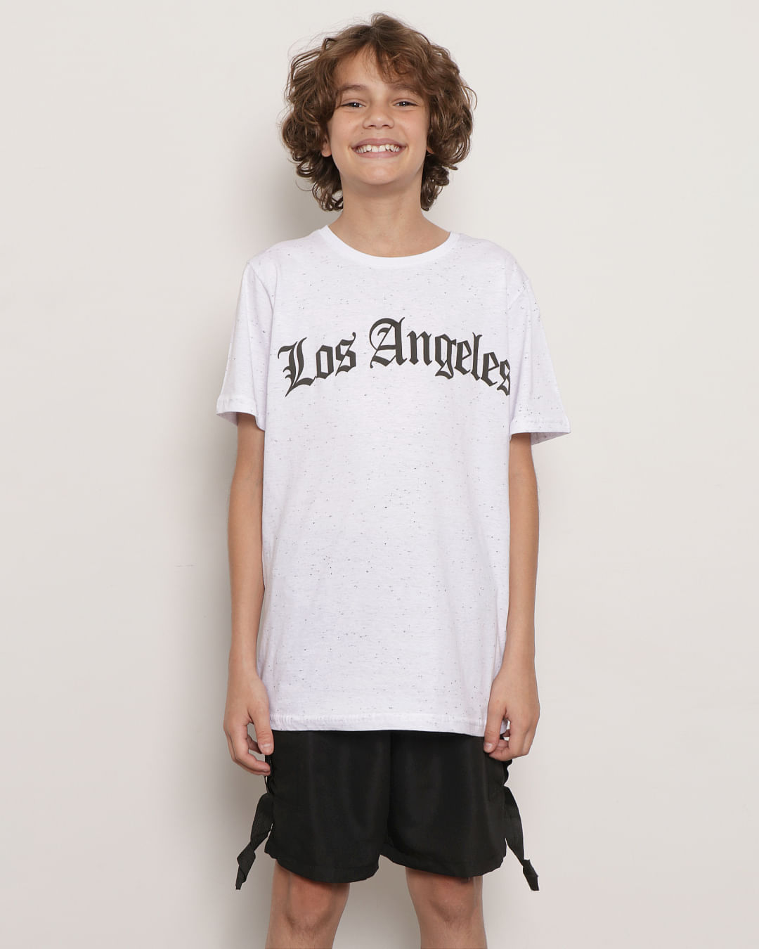 Camiseta Juvenil Manga Curta Botonê Los Angeles Branca