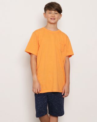 Camiseta-Juvenil-Texturizada-Com-Bolso-Laranja