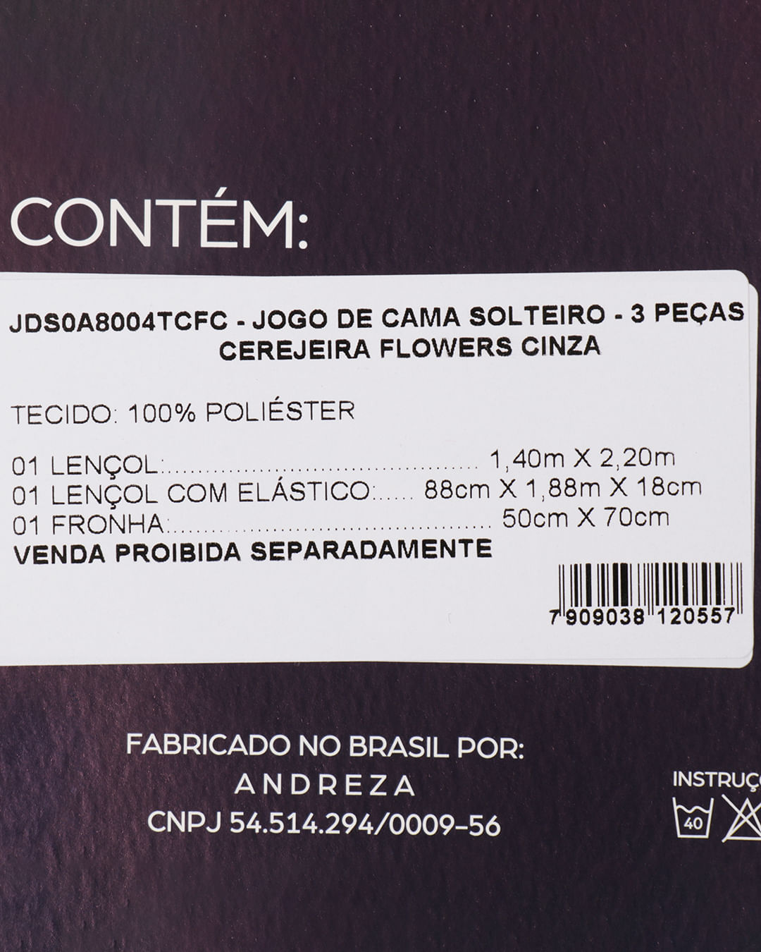 Jogo-De-Cama-Solteiro-Cerejeira-Flowers---Cinza-Floral