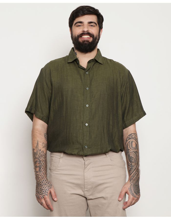 Camisa-Mc-Verde-Musgo-Linho-Plus---Verde-Escuro