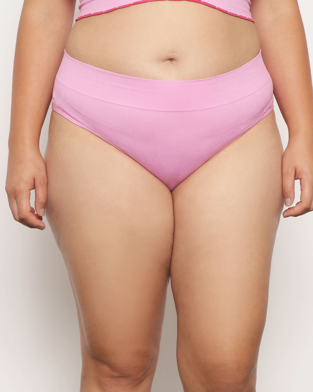 Calcinha Plus Size Feminina Biquíni Texturizada Rosa