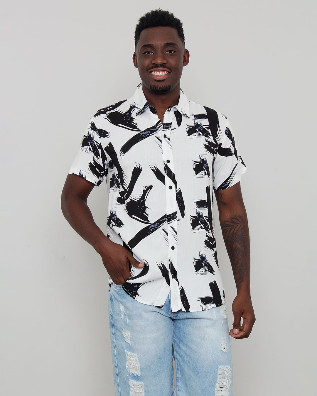 Camisa masculina manga sales curta estampada