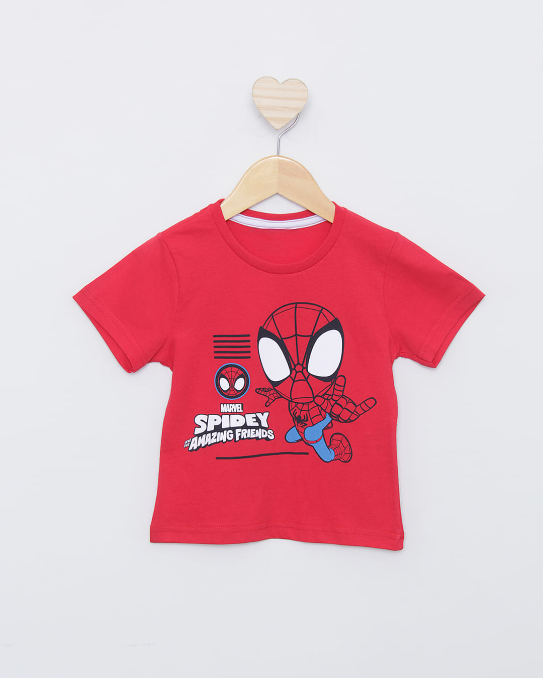 Camiseta Bebê Manga Curta Marvel Homem Aranha Vermelha
