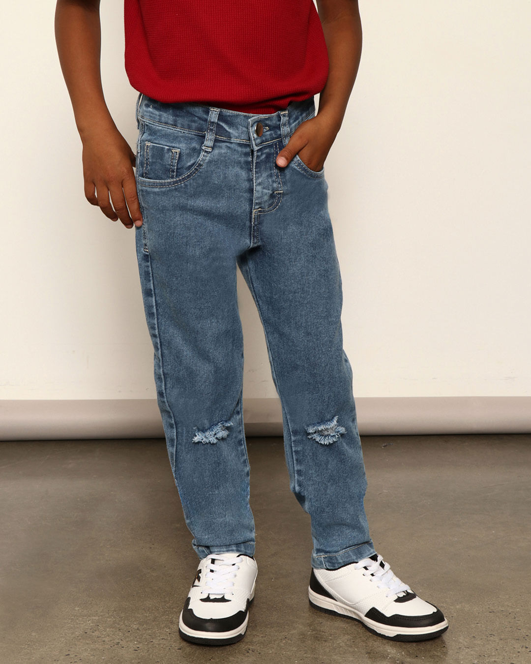 Calca-Jeans-Infantil-Skinny-com-Destroyed-Azul-