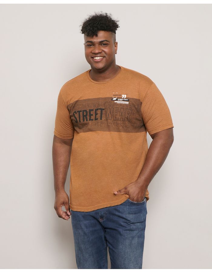 Camiseta-Plus-Size-Masculina-Overcore-Estampa-Marrom