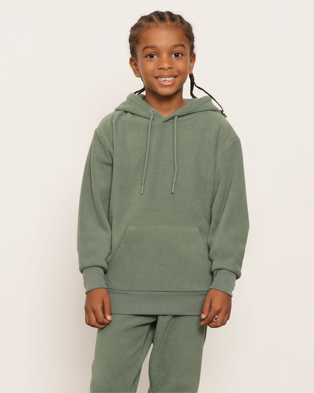 Blusão Infantil Fleece Com Capuz Verde