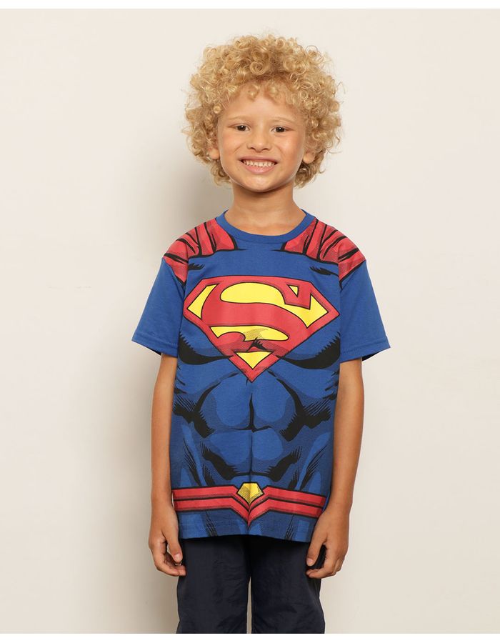 Camiseta-Infantil-Manga-Curta-Super-Homem-Azul