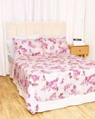 Kit-Colcha-Casal-Ultrassonica---Rosa-Floral