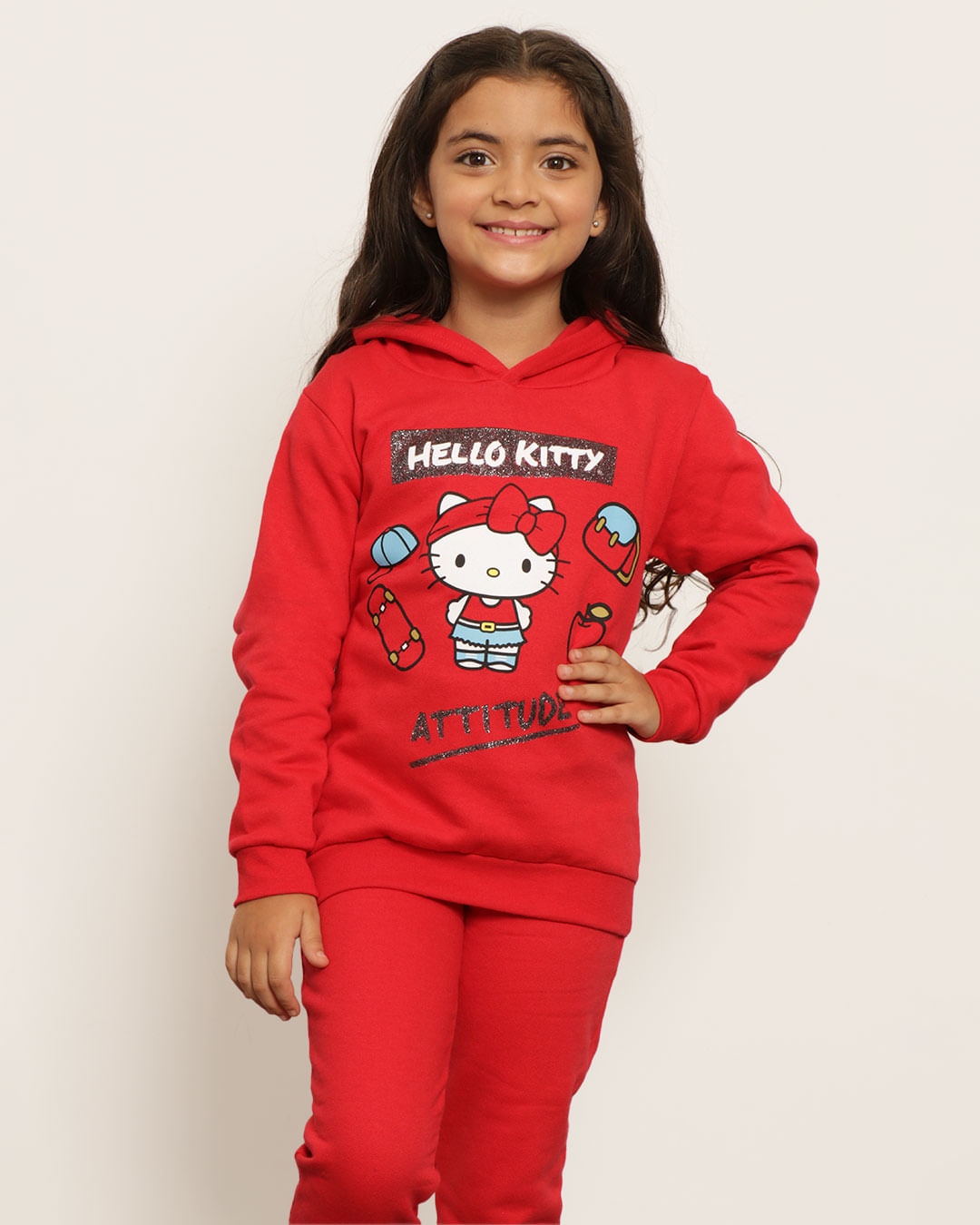 Blusão Moletom Infantil Estampa Hello Kitty Vermelho
