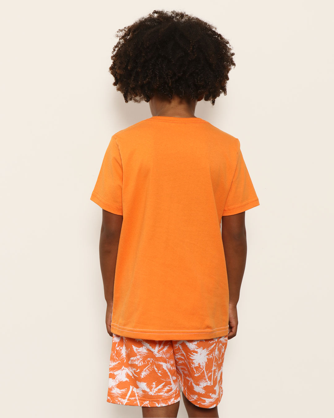 Camiseta-Infantil-Menino-com-Recorte-Estampa-Tropical-Laranja-