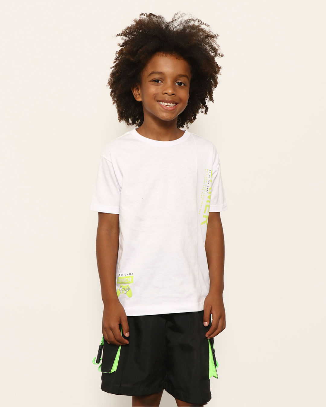 Camiseta Infantil Menino Estampa Frontal Game Branca