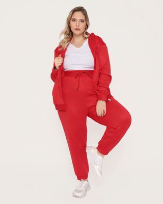 Calca-Moletom-Feminina-Plus-Size-Jogger-Vermelha