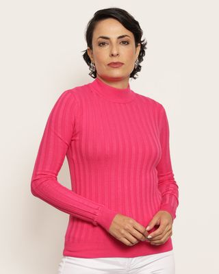 Tricot-8969-Canelado-Gola-Alta-Pink---Rosa-Escuro